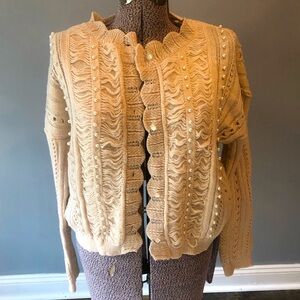 SHEIN cream & pearl cardigan size large